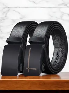 Provogue Men Pack of 2 Vegan Leather Textured Belt