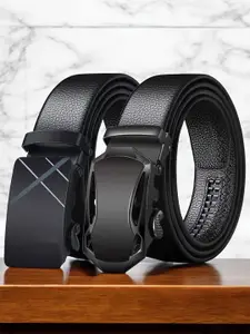 Provogue Men Pack of 2 Vegan Leather Textured Belt