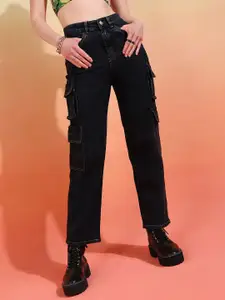 DressBerry Women Comfort Wide Leg High-Rise Light Fade Acid Wash Stretchable Jeans