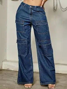 DressBerry Women Comfort Wide Leg High-Rise Light Fade Stretchable Jeans