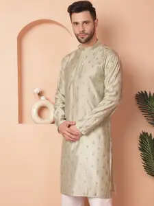 Anouk Green Floral Printed Mandarin Collar Straight Kurta