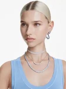 SWAROVSKI Rhodium-Plated Crystal Stone Studded Necklace