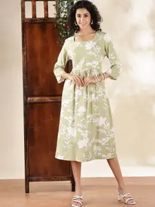 Anouk Floral Print Fit & Flare Midi Dress