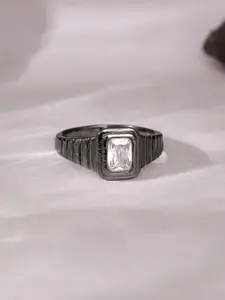 GIVA Men 925 Silver Rhodium-Plated Zircon Nomadic Spirit Ring Fixed Size Indian - 17