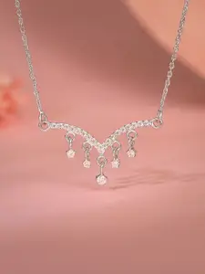 GIVA 925 Sterling Silver Rhodium-Plated Cubic-Zirconia Necklace