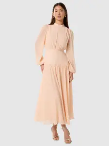 Forever New Women Bishop Sleeve Mock Neck Fit and Flare Maxi Dress