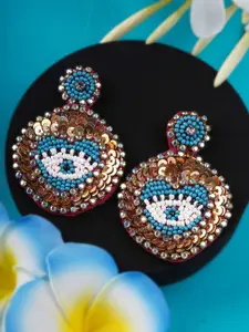 Adwitiya Collection Evil Eye Artificial Beads Beaded Circular Shaped Drop Earrings