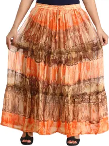 Exotic India Batik Dyed Maxi Flared Skirt