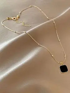StyleCast Gold-Toned Square Pendant with Chain