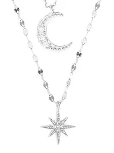 StyleCast Silver-Toned Stone Studded Elegant Minimal Necklace