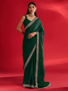 Mitera Embroidered Satin Saree