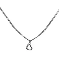 StyleCast Silver-Toned Heart Shaped Elegant Pendant With Chain