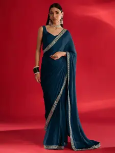 Mitera Embroidered Satin Saree