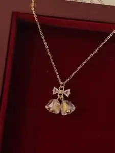 StyleCast Gold-Toned Stone Studded Elegant Pendant With Chain