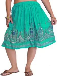 Exotic India Embroidered A-Line Midi Skirts