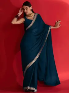 Mitera Embroidered Satin Saree