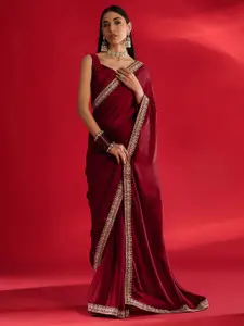 Mitera Embroidered Satin Saree