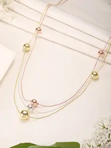 SARAF TRENDZ Gold-Plated Stainless Steel Anti-tarnish Dual Toned Ball Layered Necklace