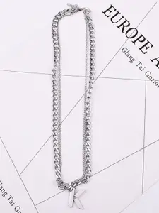 StyleCast Elegant Silver-Toned K Letter Pendant Layered Necklace