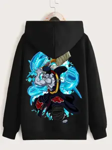 ZEN1 FASHION Men Rapid-Dry Anime Printed Hooded Sweatshirt