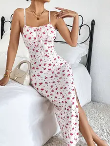 TANDUL Floral Printed Sheath Midi Dress