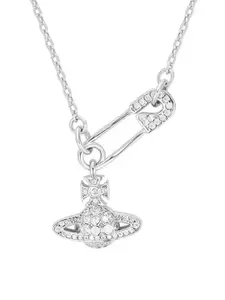 StyleCast Silver-Toned & White Elegant Stone Studded Minimal Necklace