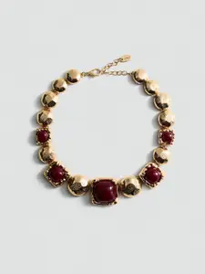 MANGO Stone Studded Statement Necklace