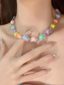 StyleCast Blue Heart Shaped Elegant Statement Necklace