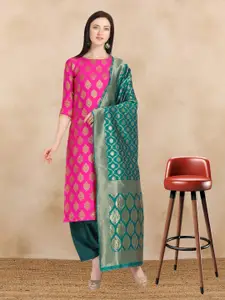KALINI Printed Art Silk Unstitched Dress Material