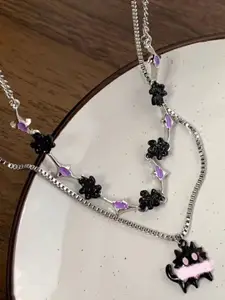 StyleCast Elegant Silver-Toned Statement Layered Necklace