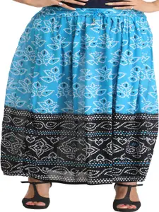 Exotic India Bandhani Printed Cotton Double Shaded Flared Maxi Skirts