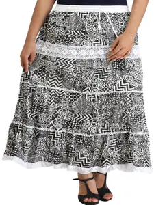 Exotic India Printed Flared Maxi Skirt