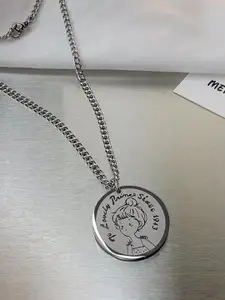 StyleCast Silver-Toned Stainless Steel Circular-Shaped Elegant Pendant With Chain