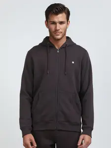 French Connection Men Solid Front-Open Cotton Sweatshirts