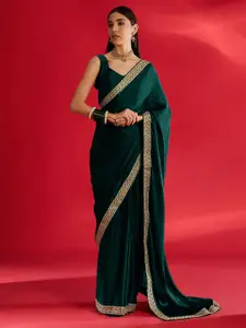 Mitera Embroidered Satin Saree