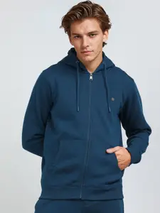 French Connection Men Solid Front-Open Cotton Sweatshirts