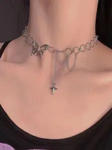 StyleCast Silver-Toned Elegant Statement Necklace