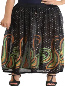Exotic India Paisley Printed Flared Maxi Skirt