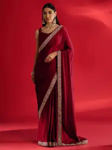 Mitera Embroidered Satin Saree