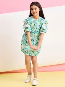 Stylo Bug Floral Print Flutter Sleeve A-Line Dress