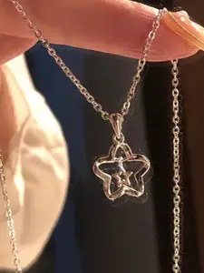 StyleCast Silver-Toned Floral Elegant Pendant With Chain