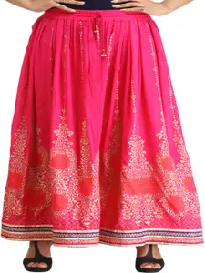 Exotic India Embellished Cotton Flared Maxi Skirt