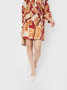 max Printed Pure Cotton A-Line Mini Skirt