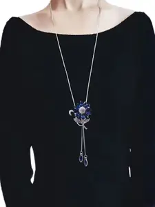 StyleCast Silver-Toned Stone Studded Elegant Minimal Necklace