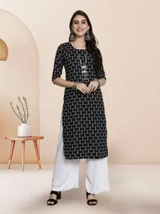 7Threads Selection Of 6 Geometric Printed Round Neck Straight Kurta