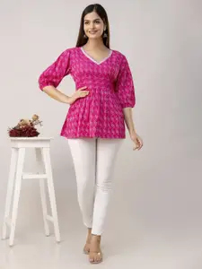 MERAAKI FASHION Floral Print Cotton Empire Top