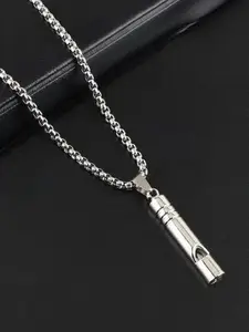 StyleCast Silver-Toned Stainless Steel Contemporary Elegant Pendant With Chain