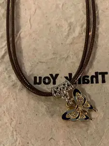 StyleCast Elegant Gold-Toned Stone Studded Butterfly Shaped Necklace