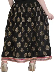 Exotic India Ethnic Motif Printed Flared Maxi Skirts