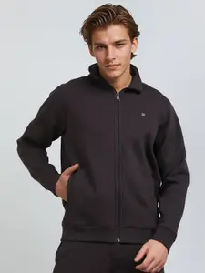 French Connection Men Solid Front-Open Cotton Sweatshirts